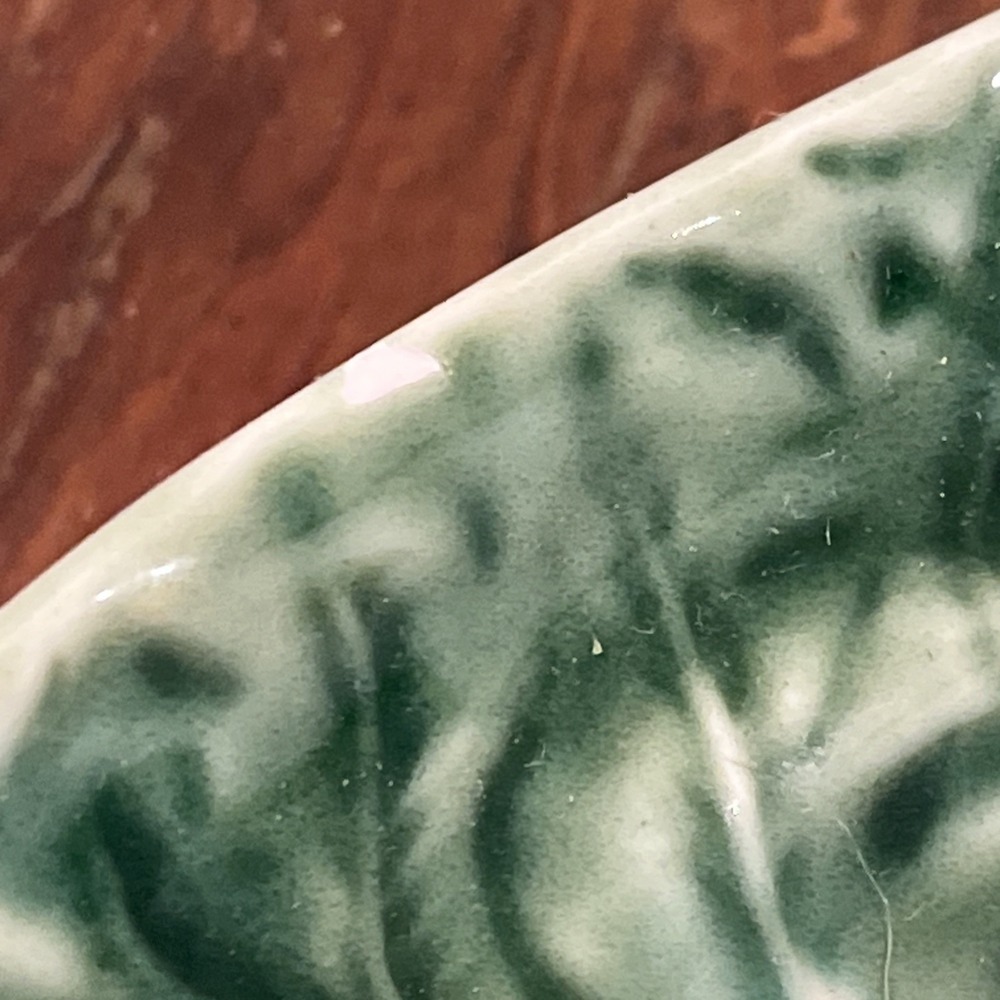 Vtg Bordallo Pinheiro Green Cabbage Leaf Dip Veggies Appetizers Serving Tray - Picture 7 of 9